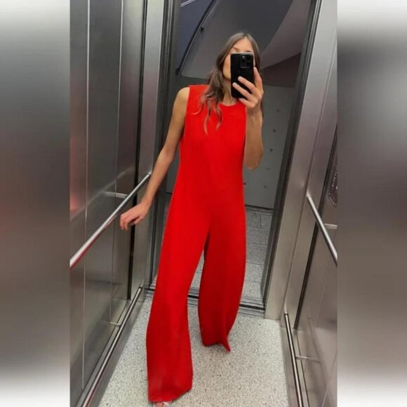 ZARA CREPE PALAZZO JUMPSUIT - Picture 3 of 6